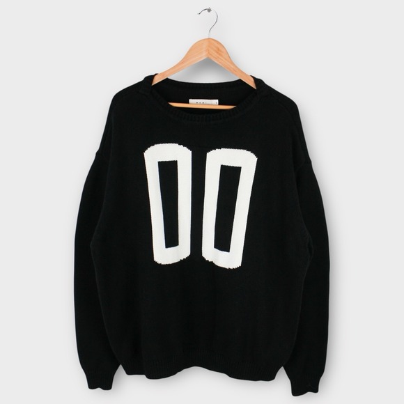 mnml Varsity Sweater Black White 00 Letterman Style Pullover Men's Size M - Picture 1 of 4